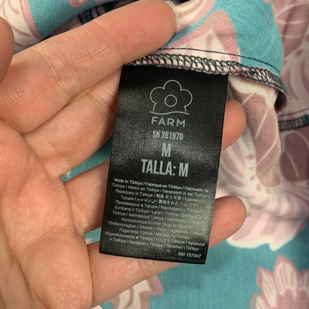 Farm Rio size medium new Blue flower delicacy Paisley slip dress floral pink - Picture 9 of 12